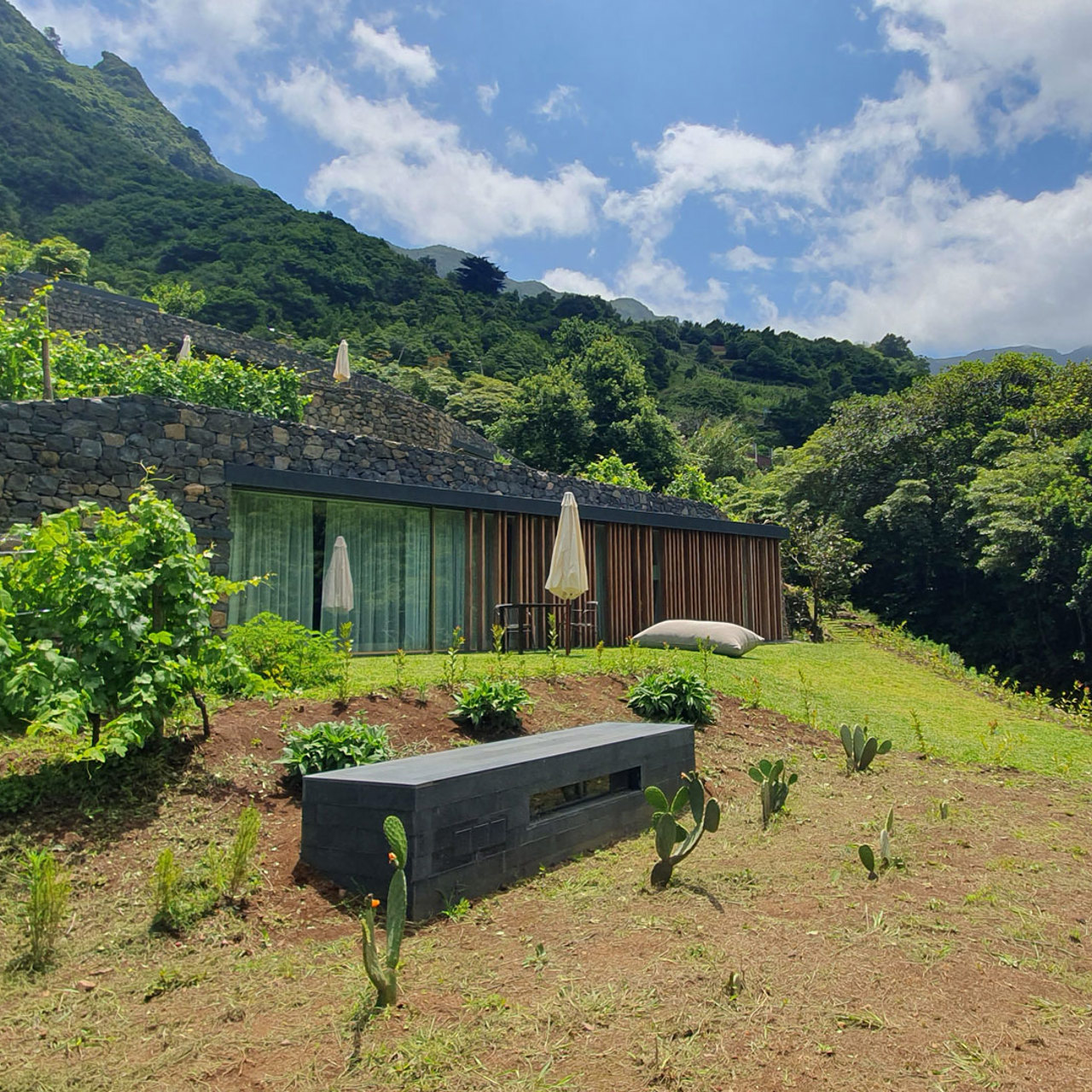 Wine tourism accommodation surrounded by nature in the mountains of Madeira.