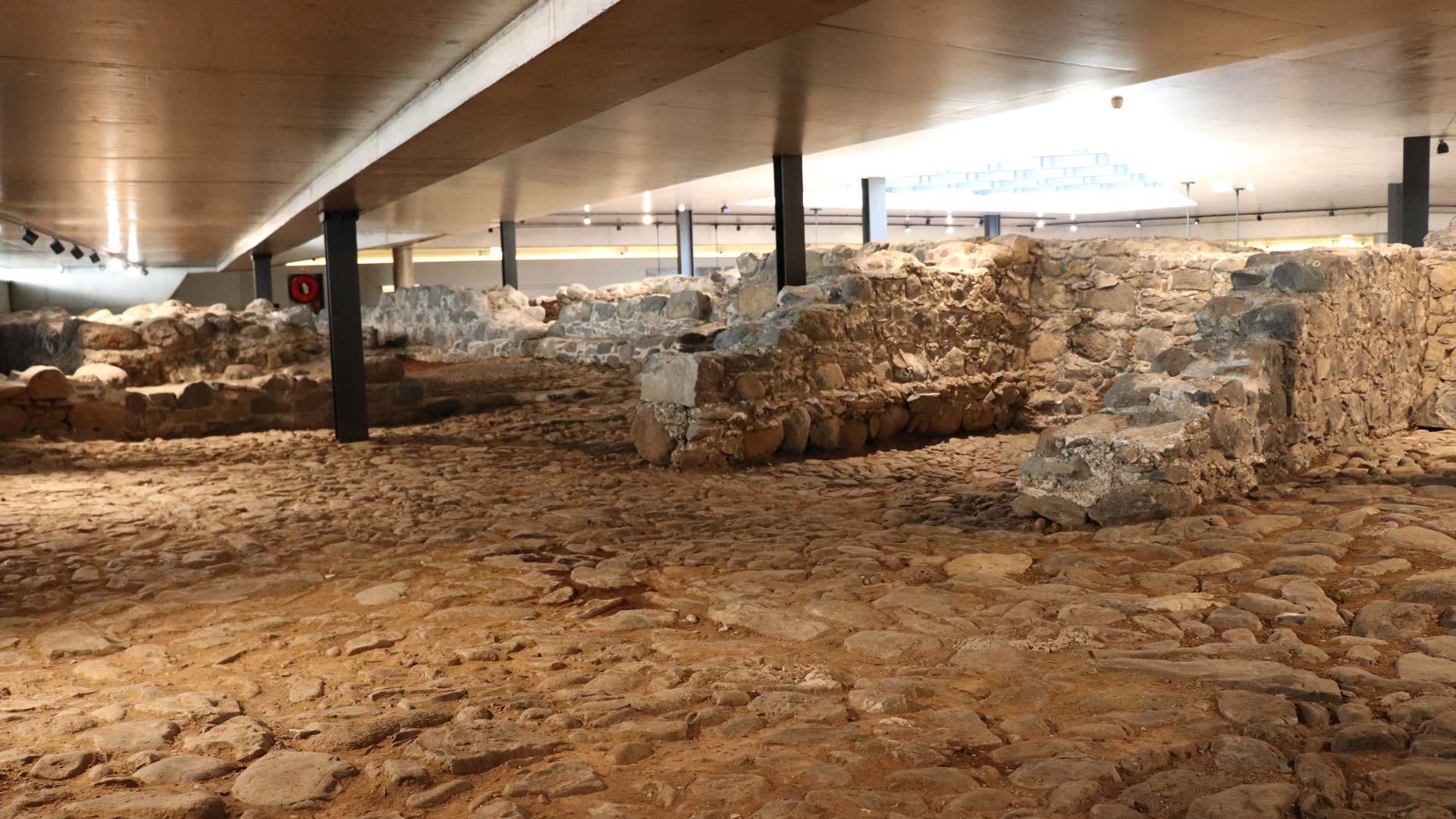Interior of the Núcleo Museológico do Forte de São Filipe with historical structures, Madeira.