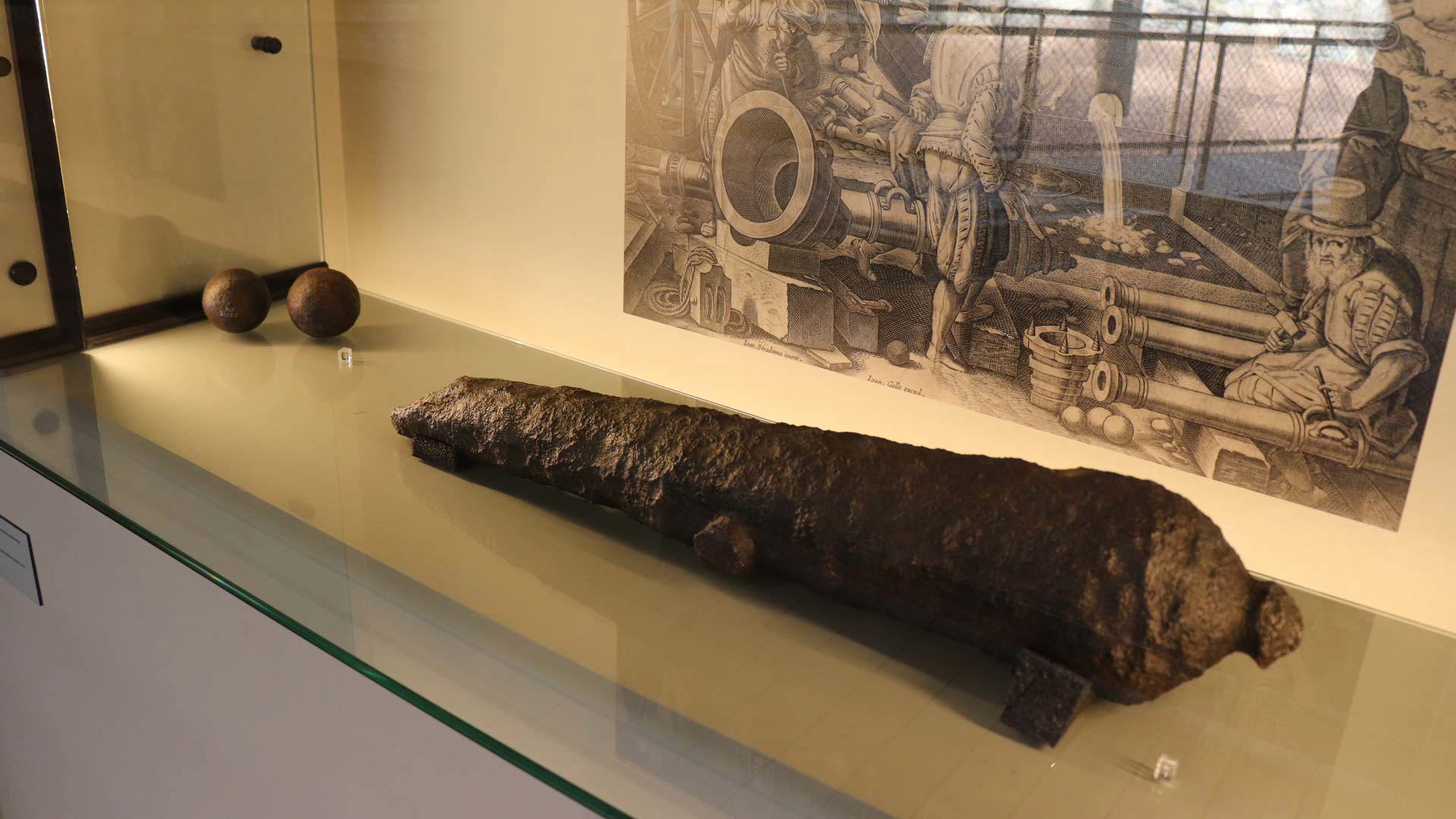 Interior of the Núcleo Museológico do Forte de São Filipe with historical structures, Madeira.