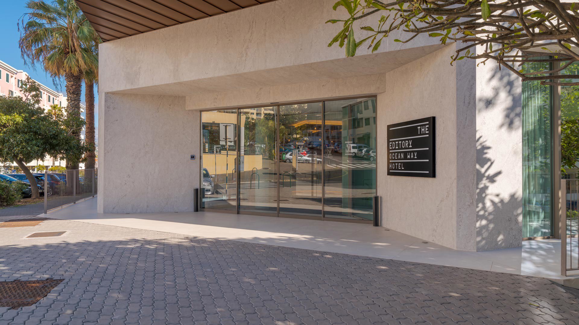 Exterior entrance of The Editory Ocean Way Funchal on Madeira Island.