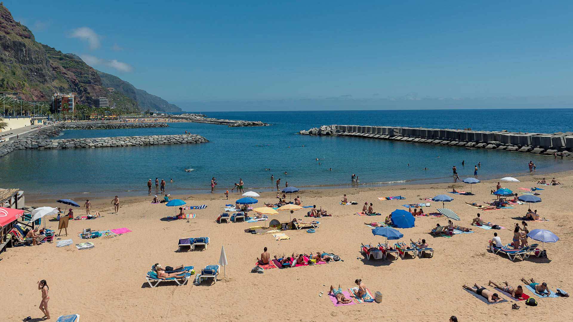 The Calheta beach in Madeira, Portugal.