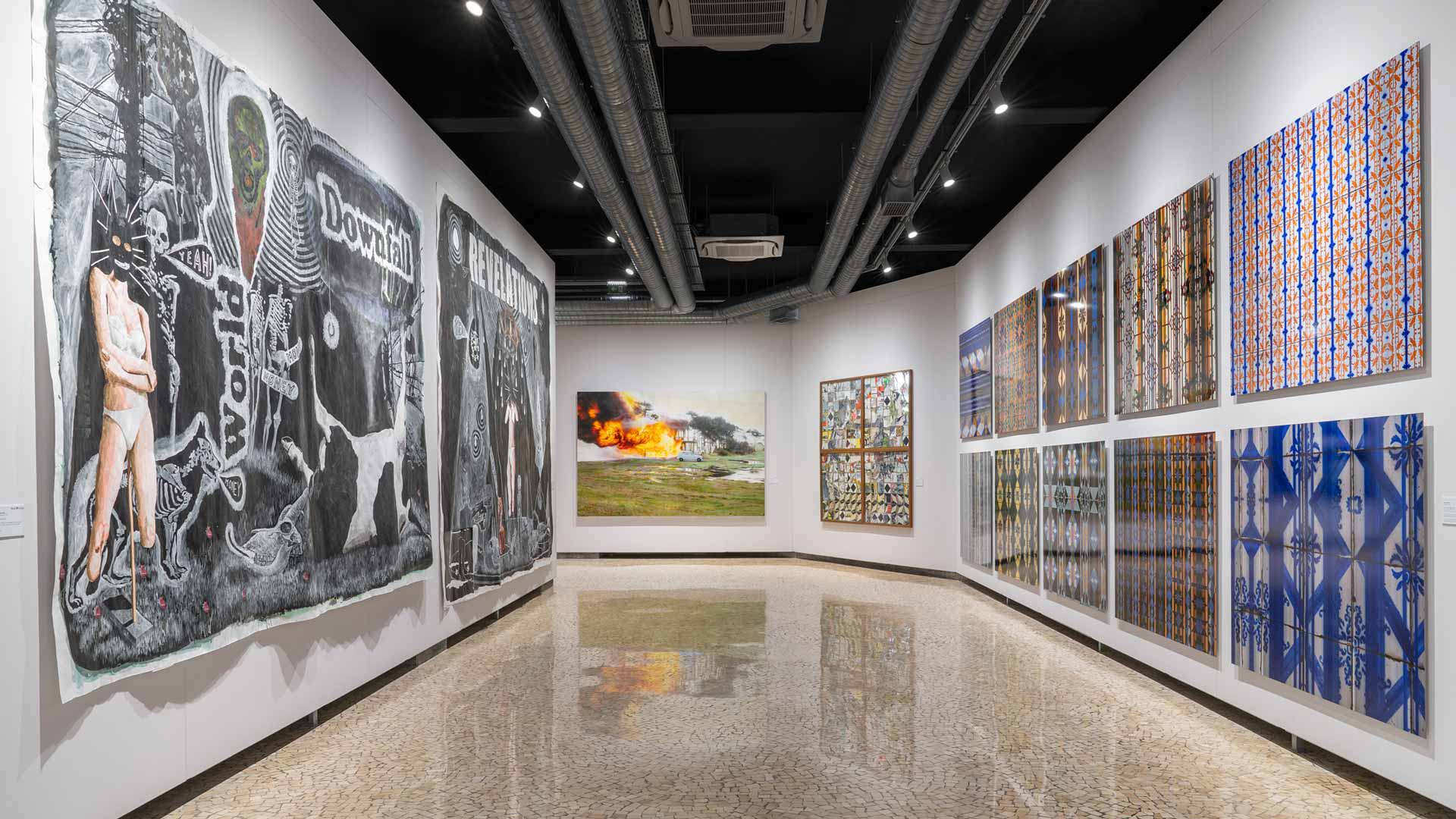 Modern and contemporary art exhibition at Monte Palace Museum with paintings.