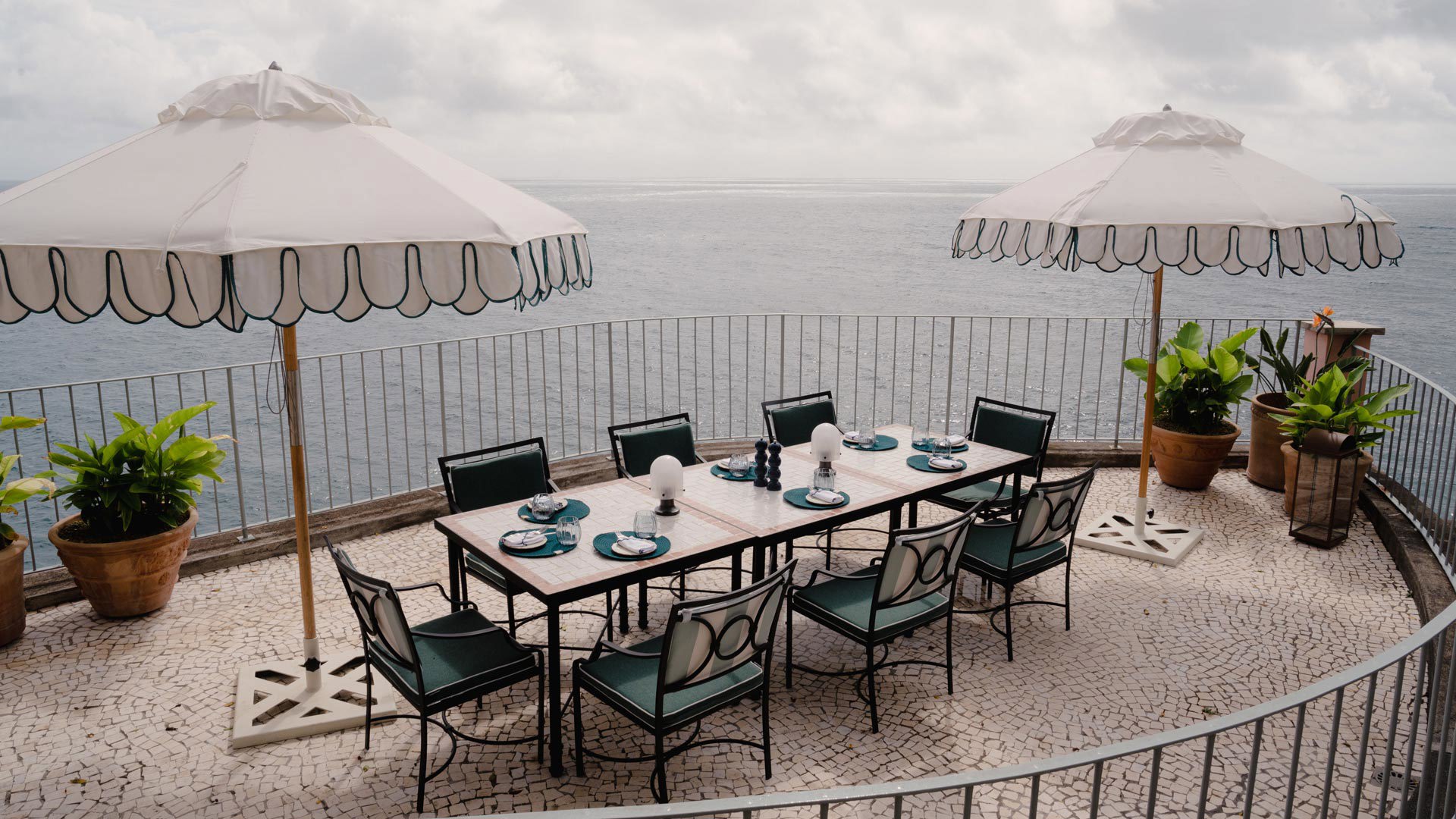 Terrace at Brisa do Mar restaurant at Reid’s Palace, overlooking the sea on Madeira Island.