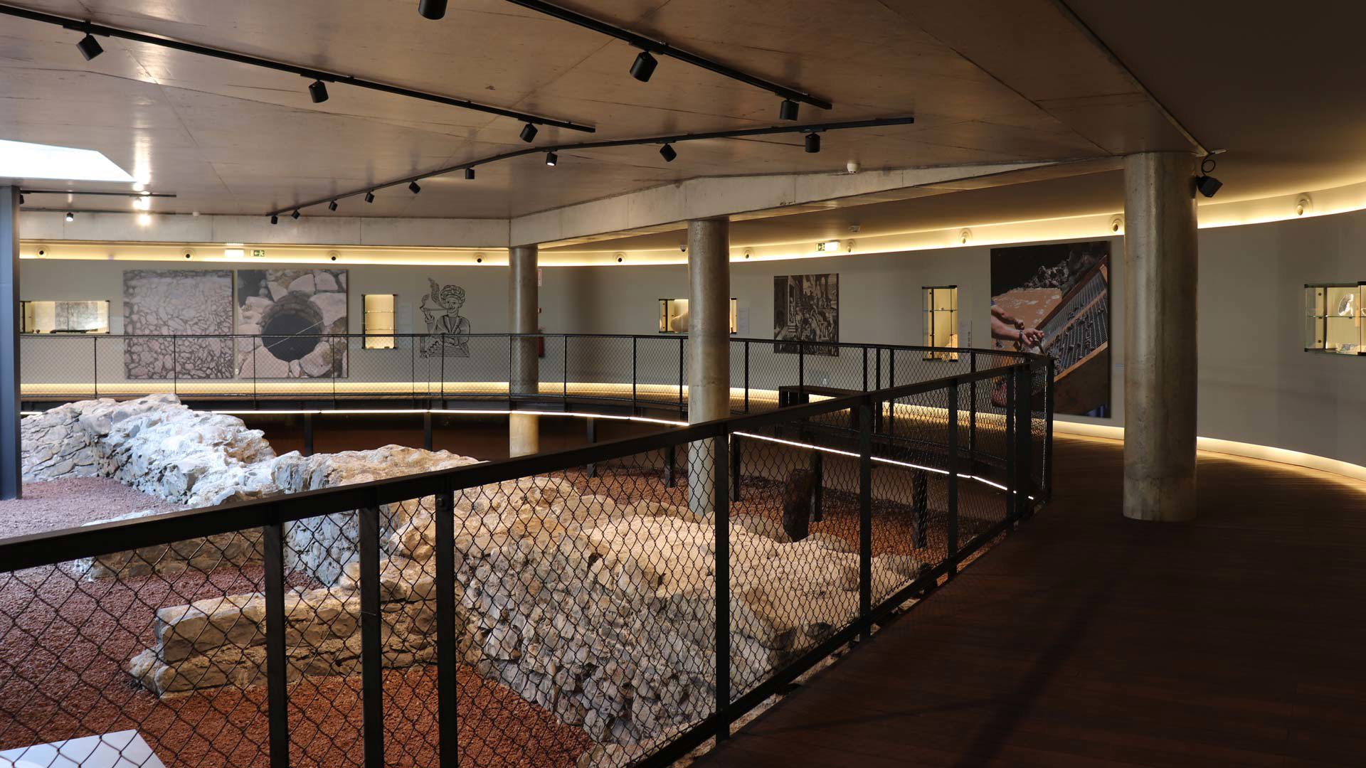 Interior of the Núcleo Museológico do Forte de São Filipe with historical structures, Madeira.